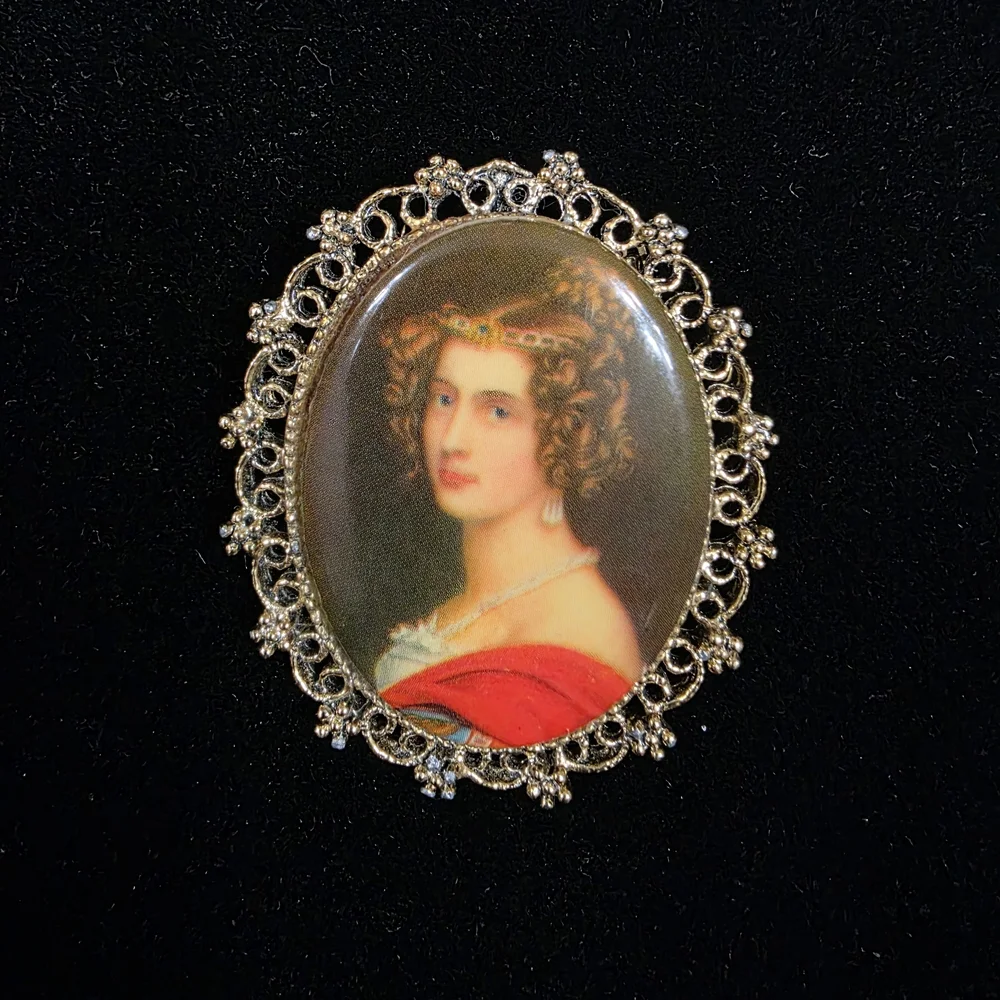Vintage Signed ART Portrait Brooch Or Pendent and Coordinating Earring Set